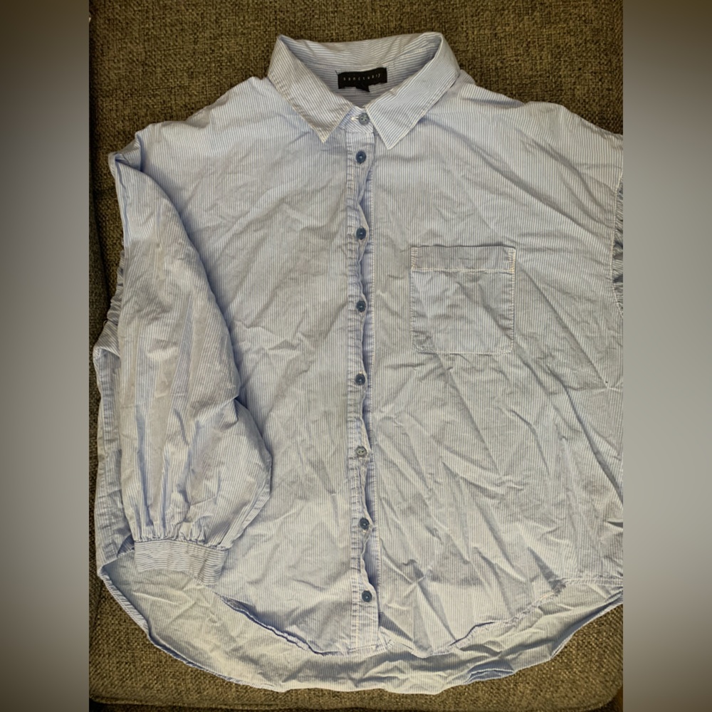 SANCTUARY Bubble Sleeved Tunic Button-up Top